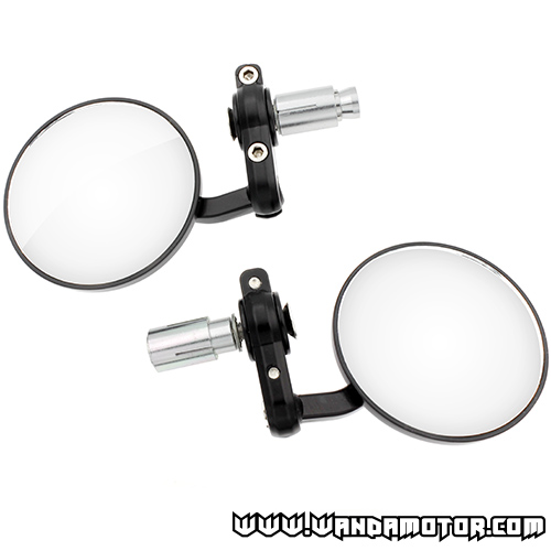 Bar end mirror pair black